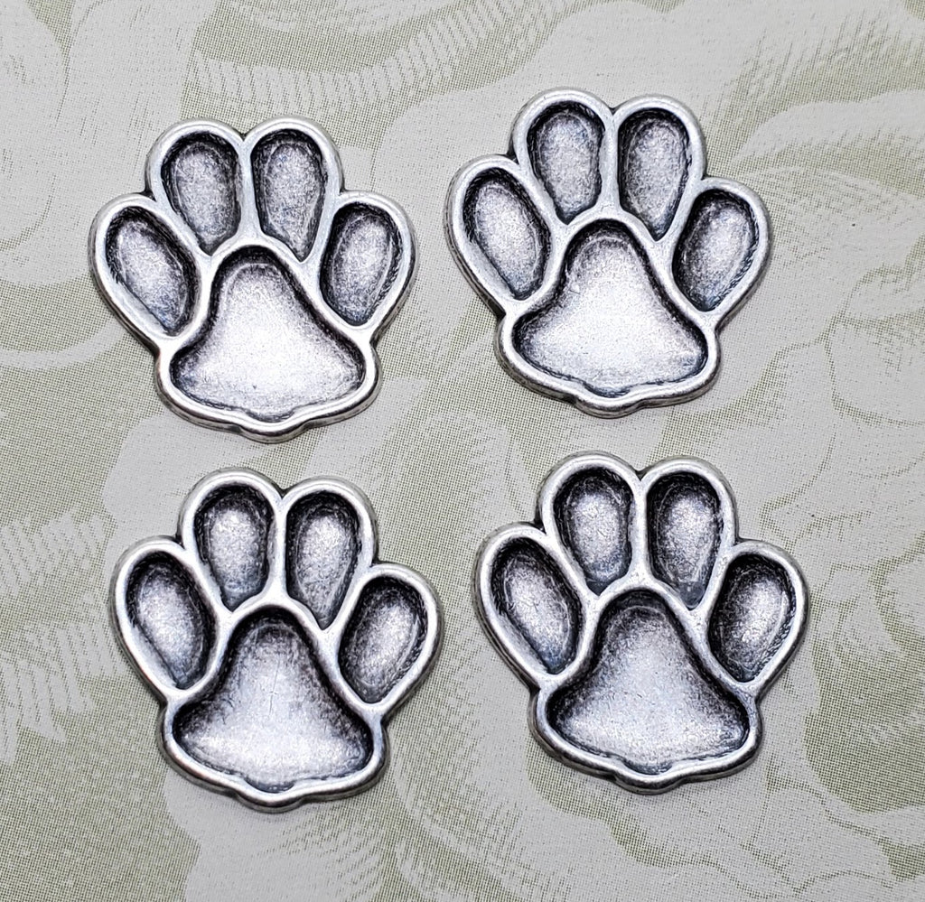 Oxidized Silver Paw Print Stampings (4) - SOTC5383 Jewelry Finding