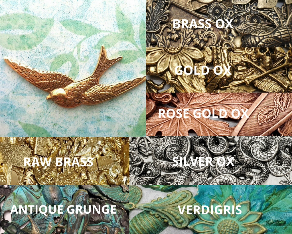 Large Brass Flying Bird Stamping x 1 - 4814S.