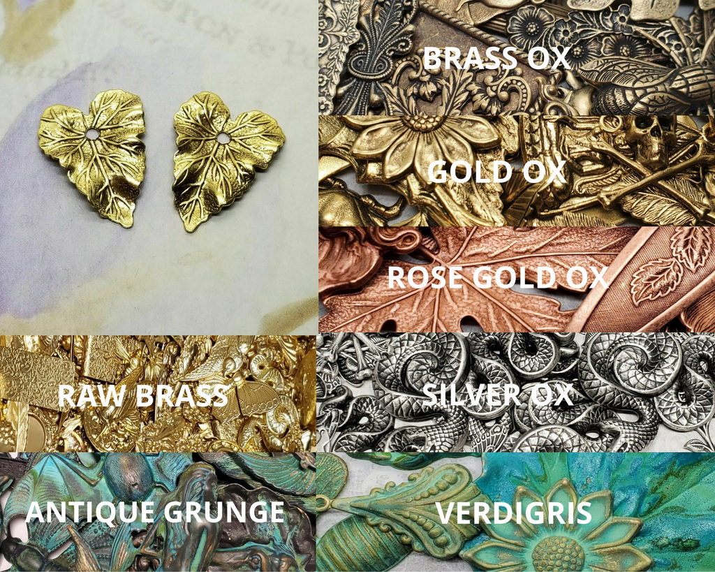 Brass Ivy Leaves With Hole x 2 - 3908RAT.