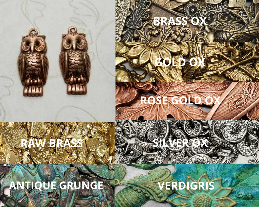 Small Brass Owl Charms x 2 - 0093-1FF.