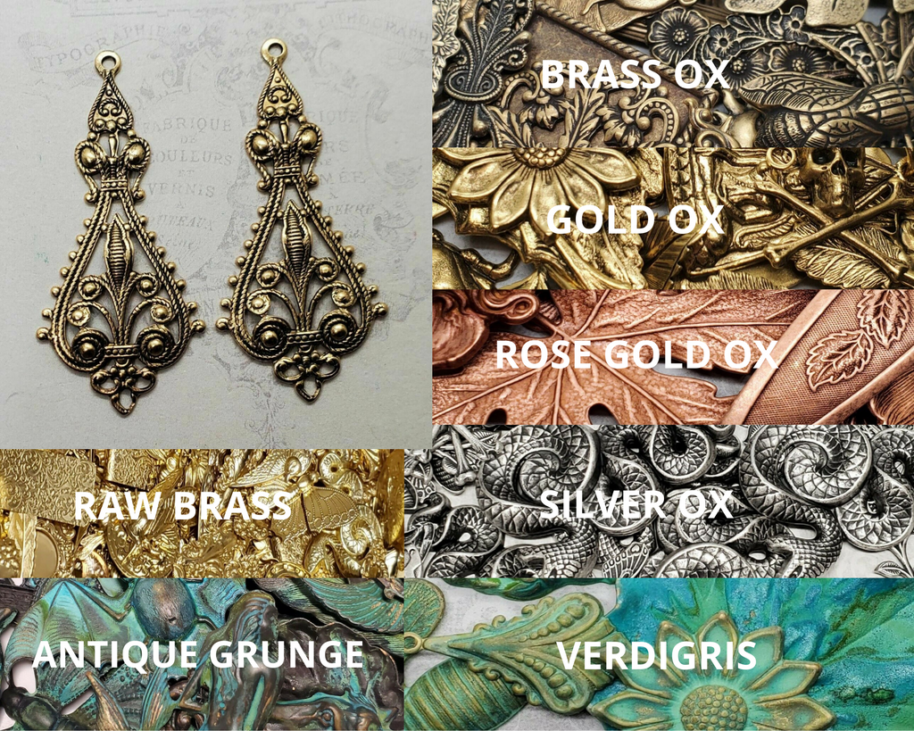 Large Brass Ornate Filigree Charms x 2 - 5783S.