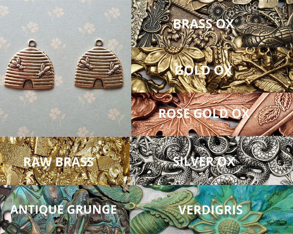 Small Brass Bee Hive Charms x 2 - 5434TC.