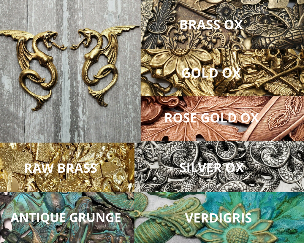 Brass Dragon Serpent Stampings x 2 - 8504FFA-8506FFA.
