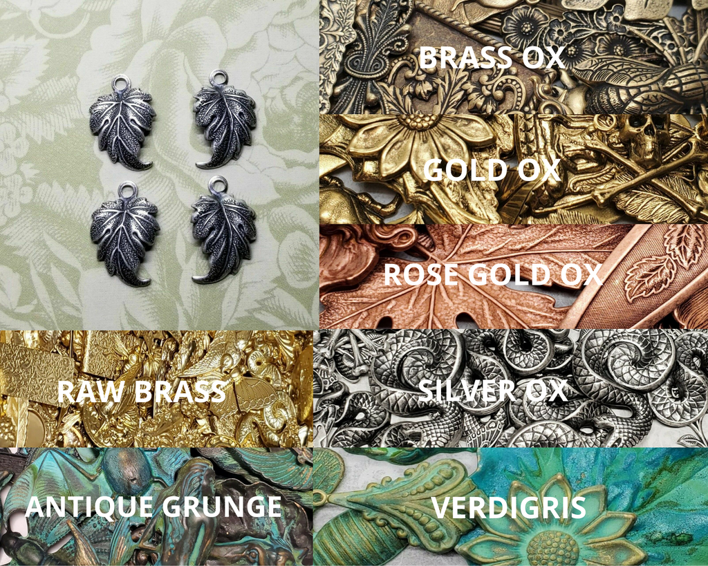 Small Brass Leaf Charms x 4 - 3787RAT-3788RAT.
