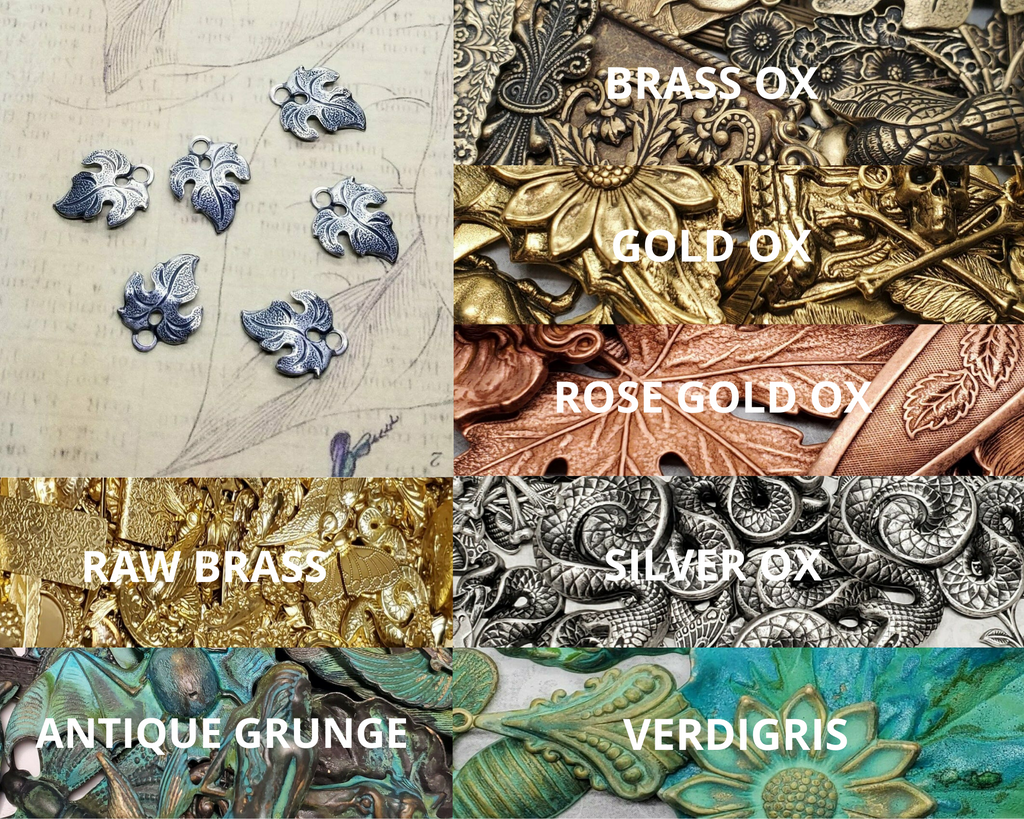 Brass Leaf Charms x 6 - 2249S.