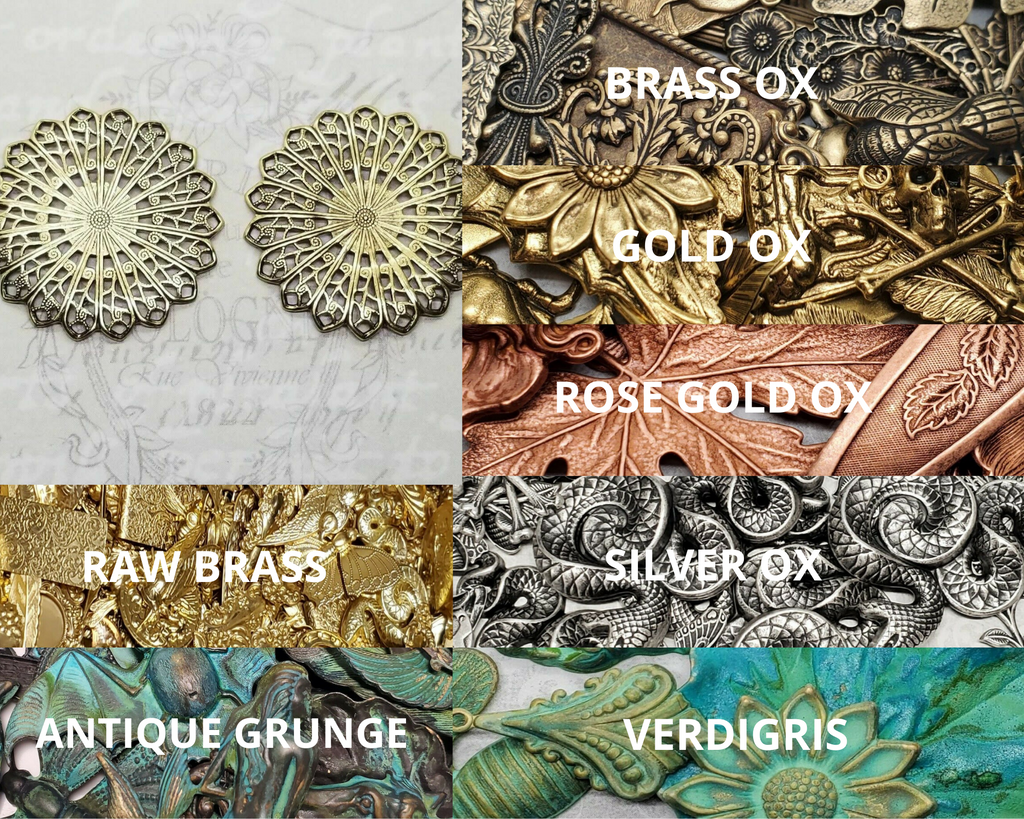 Brass Round Raised Filigree Findings x 2 - 7006GB.