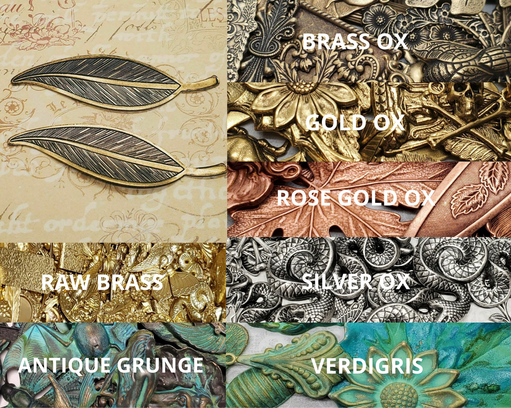 Large Brass Leaf Findings x 2 - 2449S.