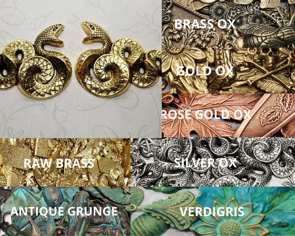 Large Brass Snake Serpent Stampings x 2 - 1257FFA-1258FFA.