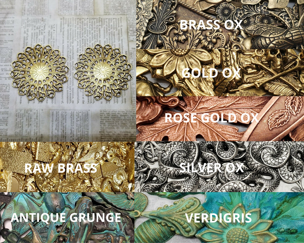 Brass Filigree Findings x 2- 9023S.