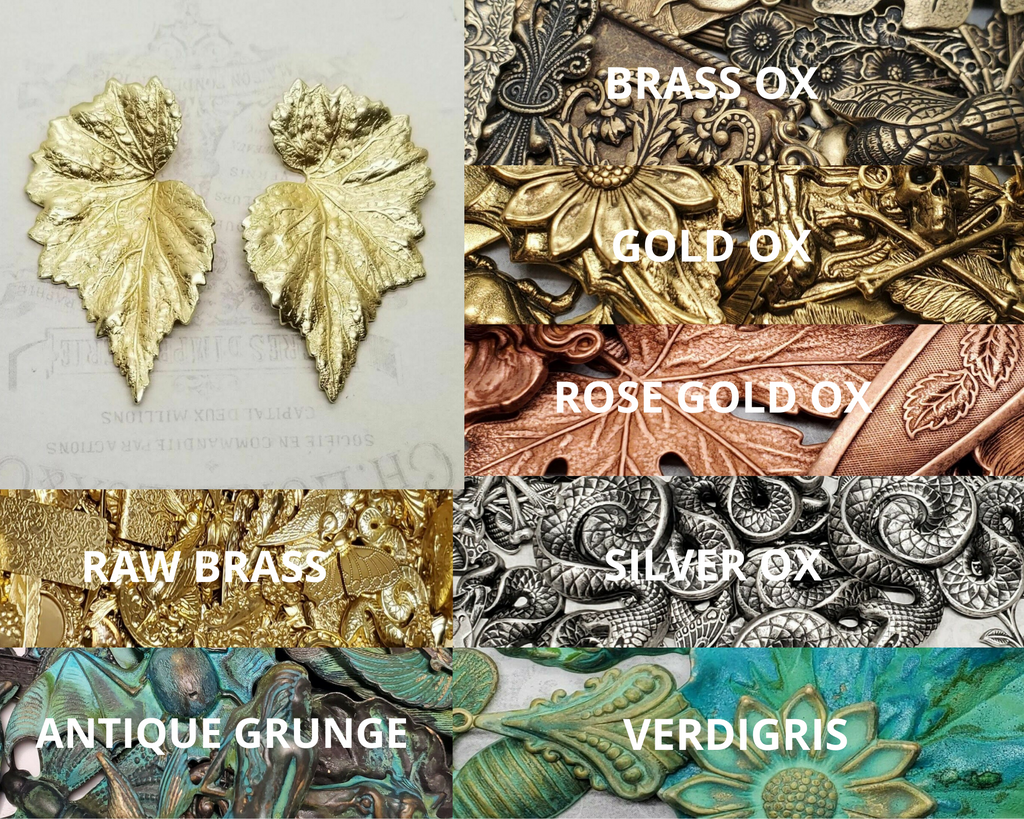 X Large Brass Ivy Leaf Stampings x 2 - 6538RAT-6539RAT.