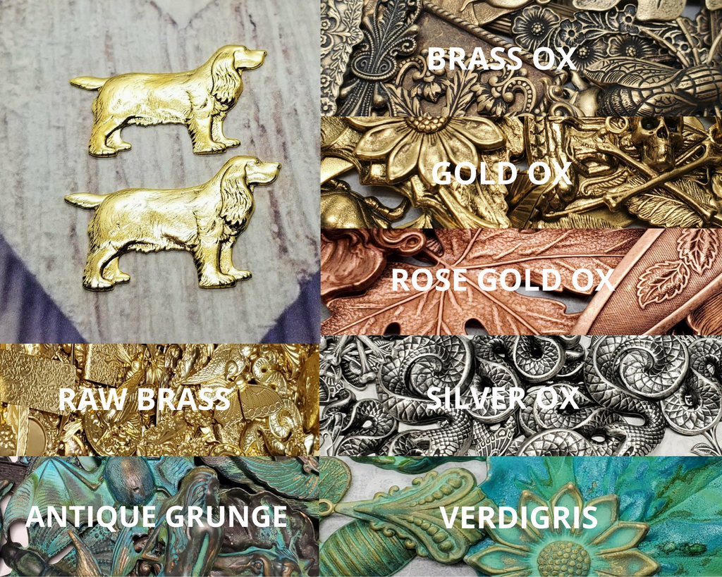 Brass Cocker Spaniel Dog Stampings x 2 - 8664GB.