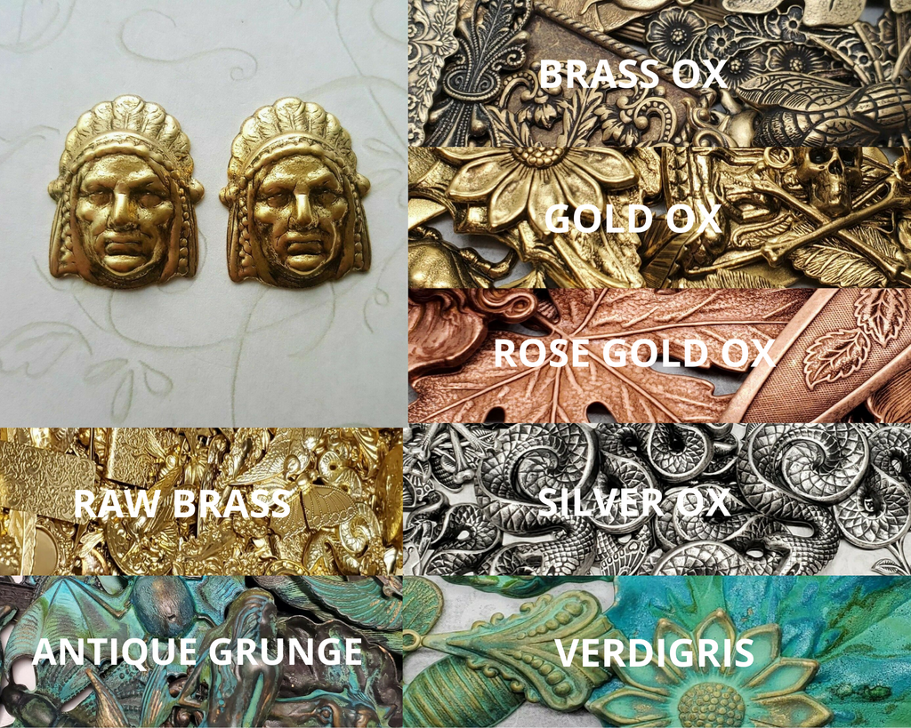 Brass Indian Chief Head Stampings x 2 - 14013FFA.