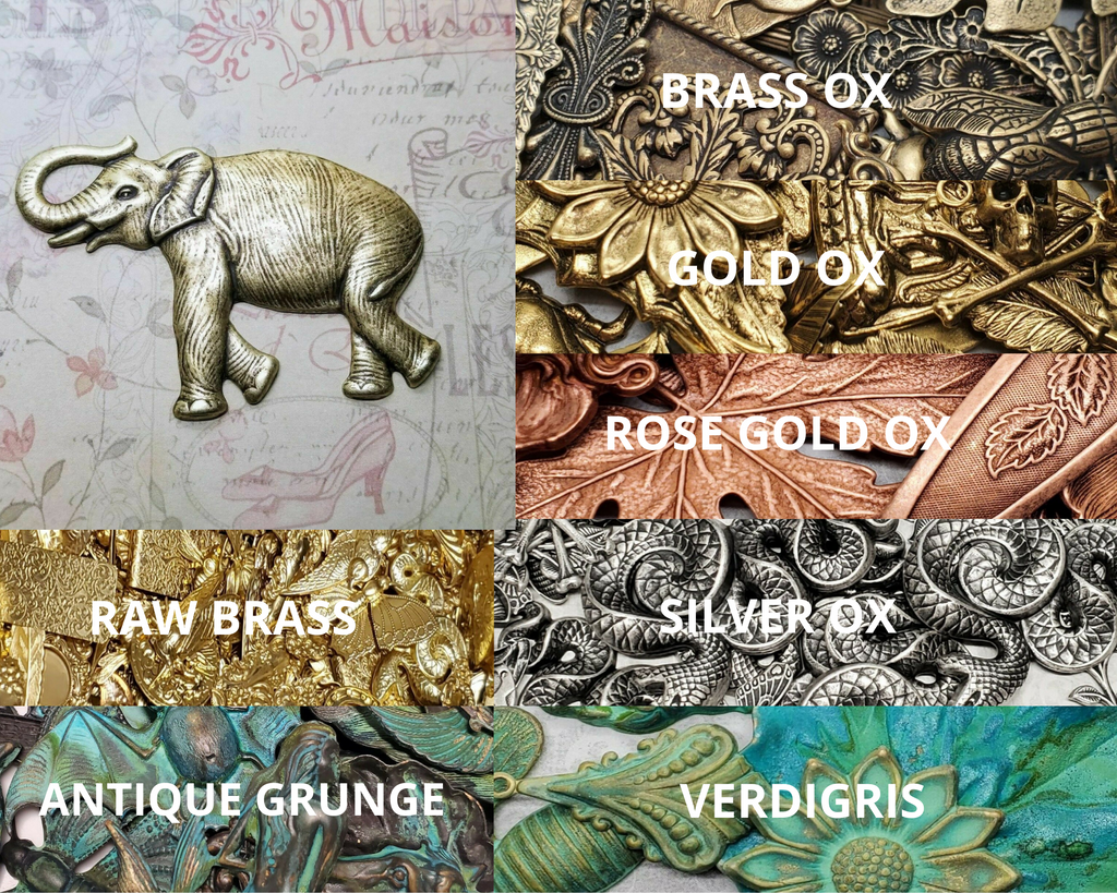 XLarge Brass Elephant Stamping x 1 - 6438SG.