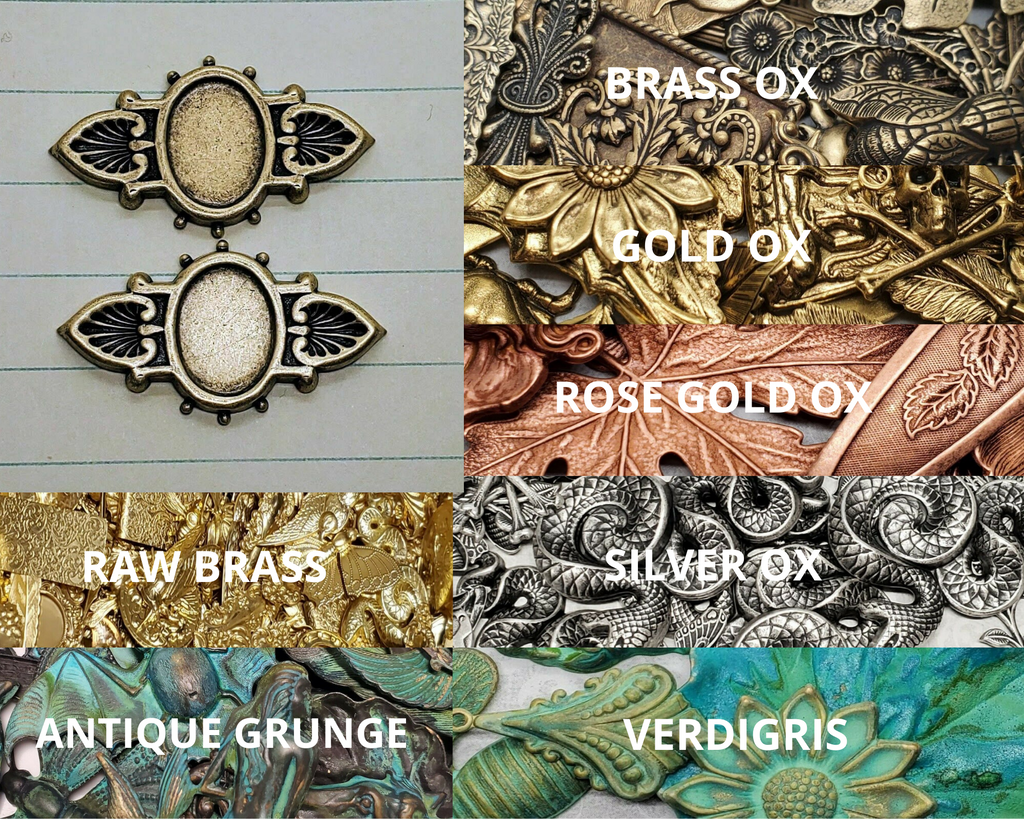 Brass Ornate Bar With 18mm x 13mm Bezel Setting x 2 - 672RAT.