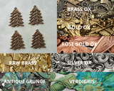 Small Brass Double Pine Tree Charms x 4 - 4778RAT.