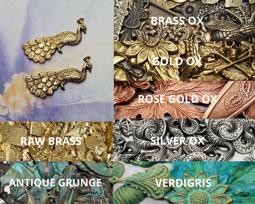 Brass Peacock Findings x 2 - 4878S.