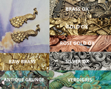 Brass Peacock Findings x 2 - 4878S.