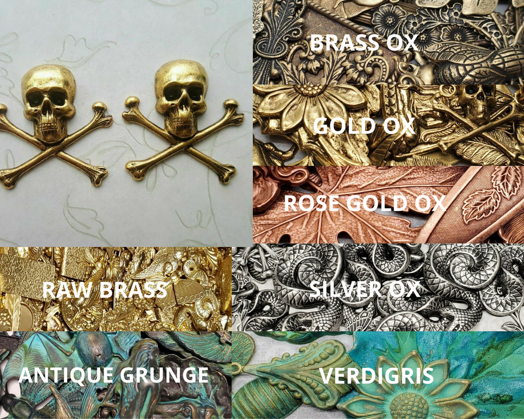 Brass Skull And Crossbone Stampings x 2 - 4124FFA.