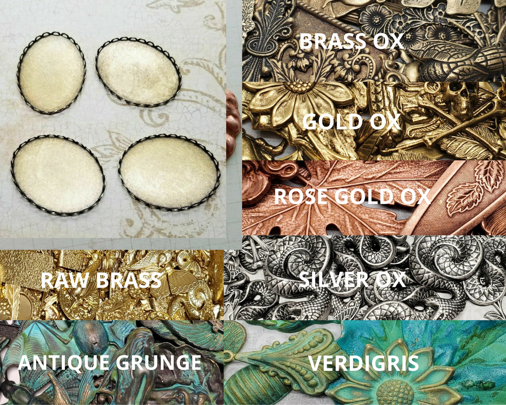 Brass 40mm x 30mm Scalloped Edge Setting x 4 - 2311RAT.