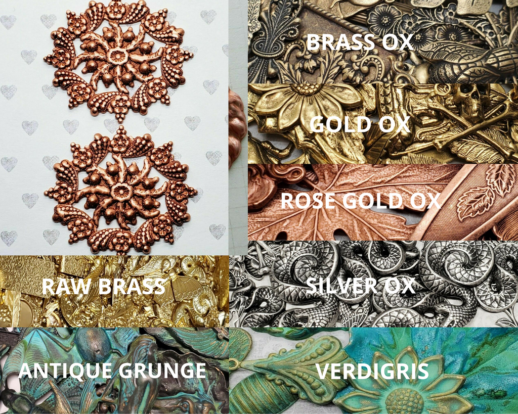 Brass Floral Wreath Filigree Stampings x 2 - 3684RAT.