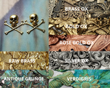 Small Brass Skull And Crossbone Stampings x 2 - 4125FFA.