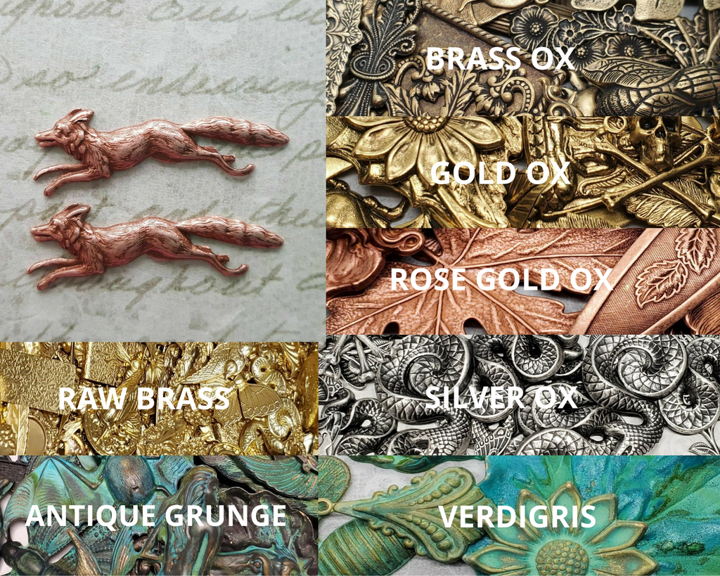 Small Brass Fox Stampings x 2 - 3378FF.