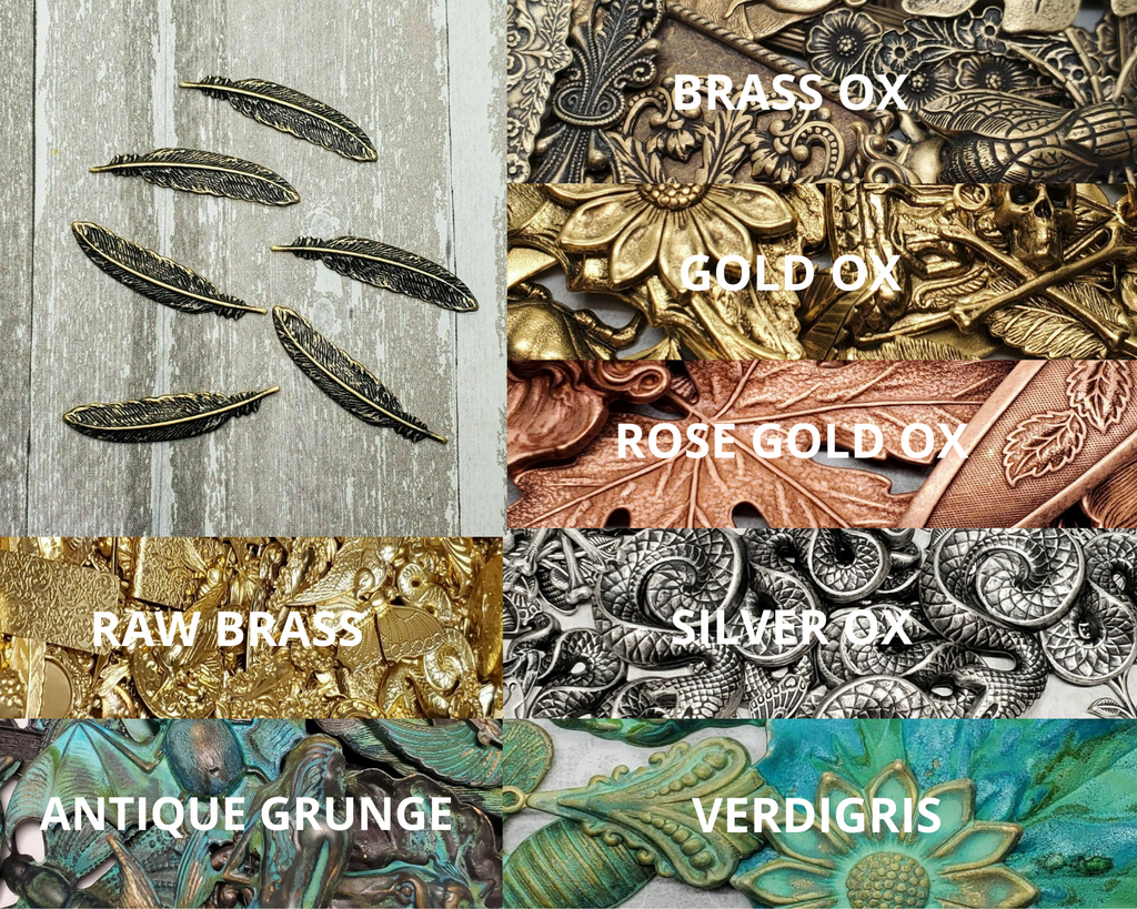 X-small Brass Feather Stampings x 6 - 263RAT.