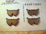 Oxidized Brass Double Heart Connector Stampings (4) - BOS6806