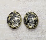 Oxidized Brass Double Sided Grapevine Oval Lockets (2) - BOG084