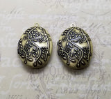 Oxidized Brass Double Sided Grapevine Oval Lockets (2) - BOG084