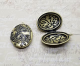 Oxidized Brass Double Sided Grapevine Oval Lockets (2) - BOG084