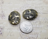 Oxidized Brass Double Sided Grapevine Oval Lockets (2) - BOG084