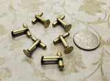 Oxidized Brass Cufflink Blanks With 10mm Glue Pad (6) - BOL1035