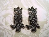 Oxidized Solid Brass Owl Charm Stampings (2) - BOS2315