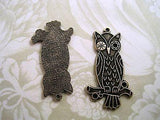 Oxidized Solid Brass Owl Charm Stampings (2) - BOS2315