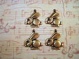 Oxidized Brass Plated Bunny Charm Stampings (4) - BOS4852-1 Jewelry Finding