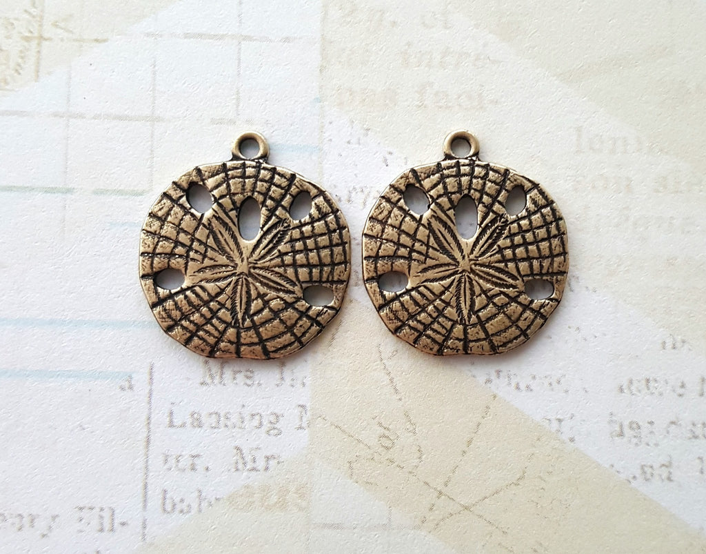 Oxidized Brass Sand Dollar Charms (2) - BOS7508