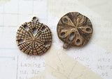 Oxidized Brass Sand Dollar Charms (2) - BOS7508