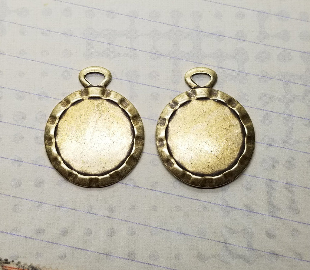 Oxidized Brass Clock Setting Charms (2) - BOS8327