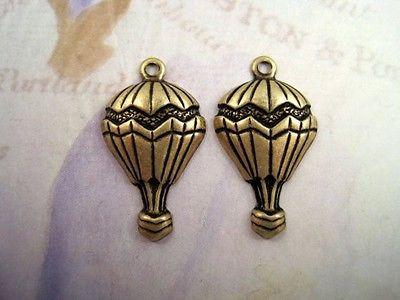 Oxidized Brass Plated Hot Air Balloon Charm Stampings (2) - BOSG8995R