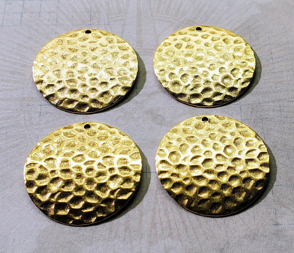 Matte Gold Ox Hammered Brass Charm Stampings (4) - GOBF3