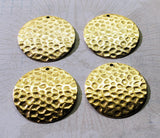 Matte Gold Ox Hammered Brass Charm Stampings (4) - GOBF3