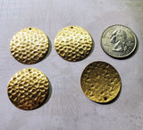 Matte Gold Ox Hammered Brass Charm Stampings (4) - GOBF3