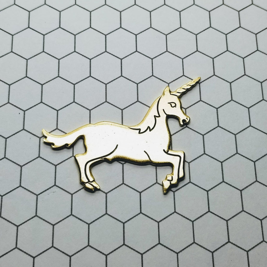 Large Matte Gold Ox Solid Brass Unicorn (1) - GOS6767