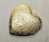 XLarge Matte Gold With White Patina Ornate Heart Locket (1) - GWG090