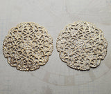 XLarge Matte Gold With White Patina Pierced Filigree Stampings (2) - GWRAT6949