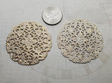 XLarge Matte Gold With White Patina Pierced Filigree Stampings (2) - GWRAT6949