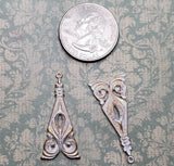 Matte Gold With White Patina Nouveau Dangle Stampings (2) - GWS8177