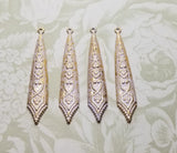 Matte Gold With White Patina Ornate Charms (4) - GWS8446