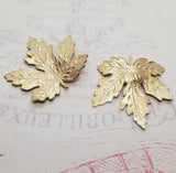 Small Matte Gold With White Patina Maple Leaf Stampings (2) - GWS8890